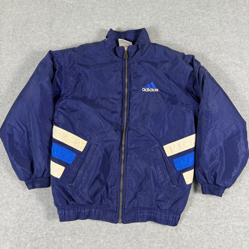 Adidas Windbreaker Jacket Mens Large Navy Blue Good Vintage 90s Colorblock